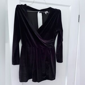 ASOS Black Velvet Wrap Romper